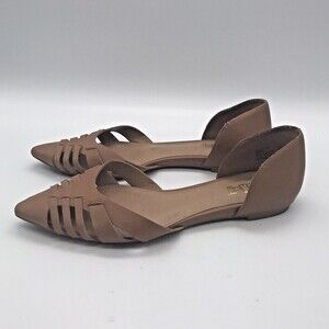 Brash Alana D'Orsay Ballet Flats Cogna Faux Leather Sandals Women's 8.5M Shoes